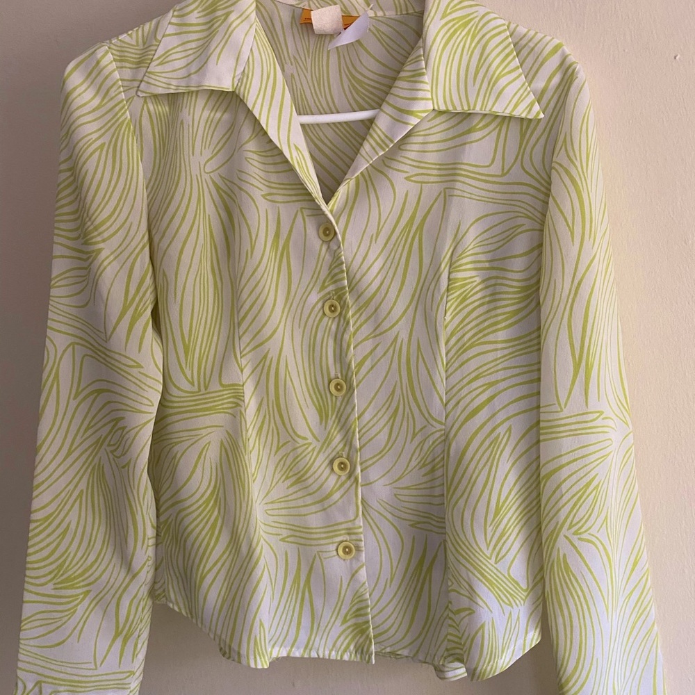Leaf Green & White Mesh Top